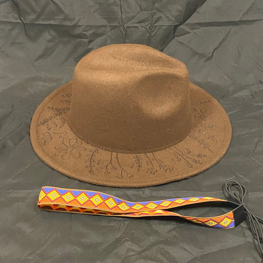 Burned Wide Brim Fedora in Chocolate