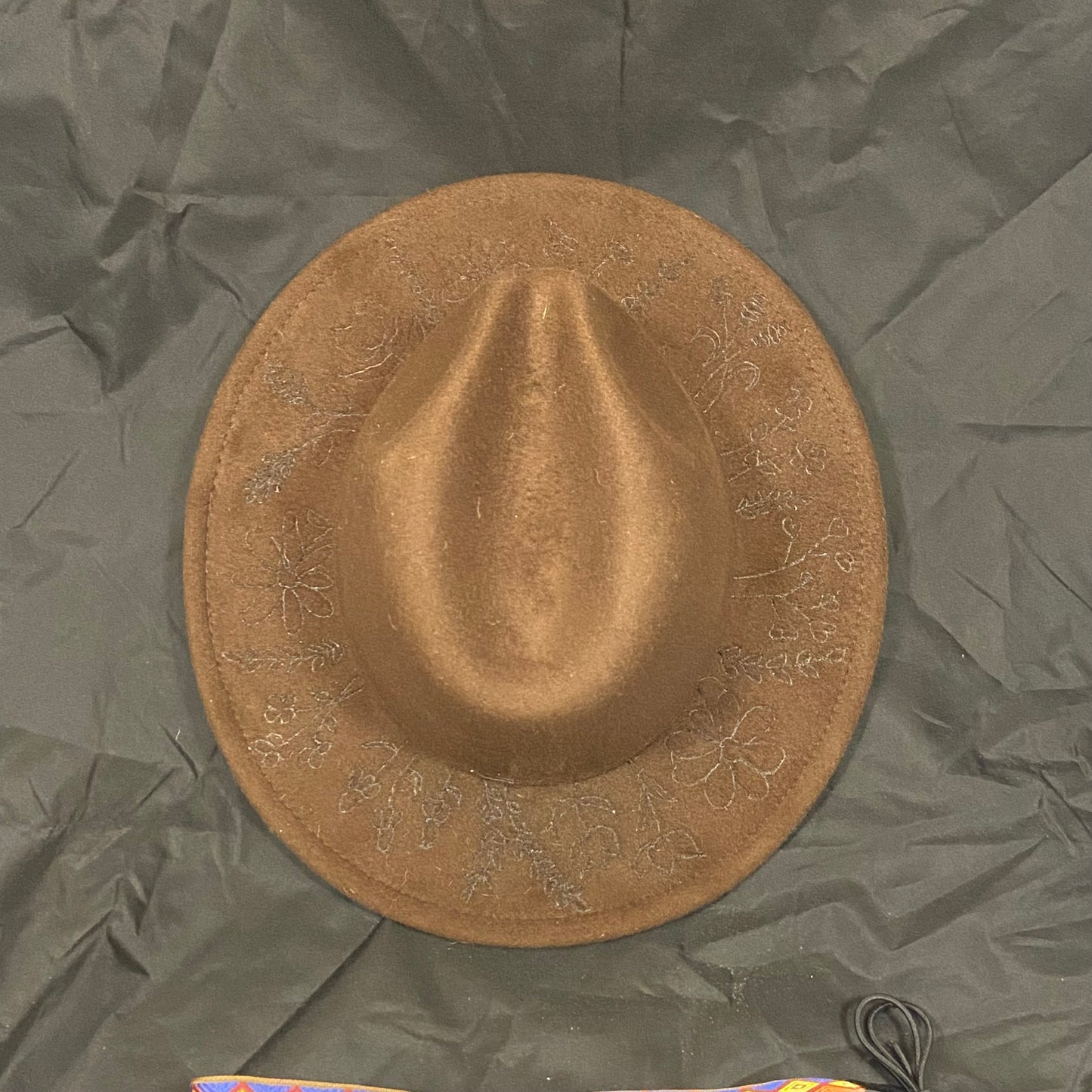 Burned Wide Brim Fedora in Chocolate
