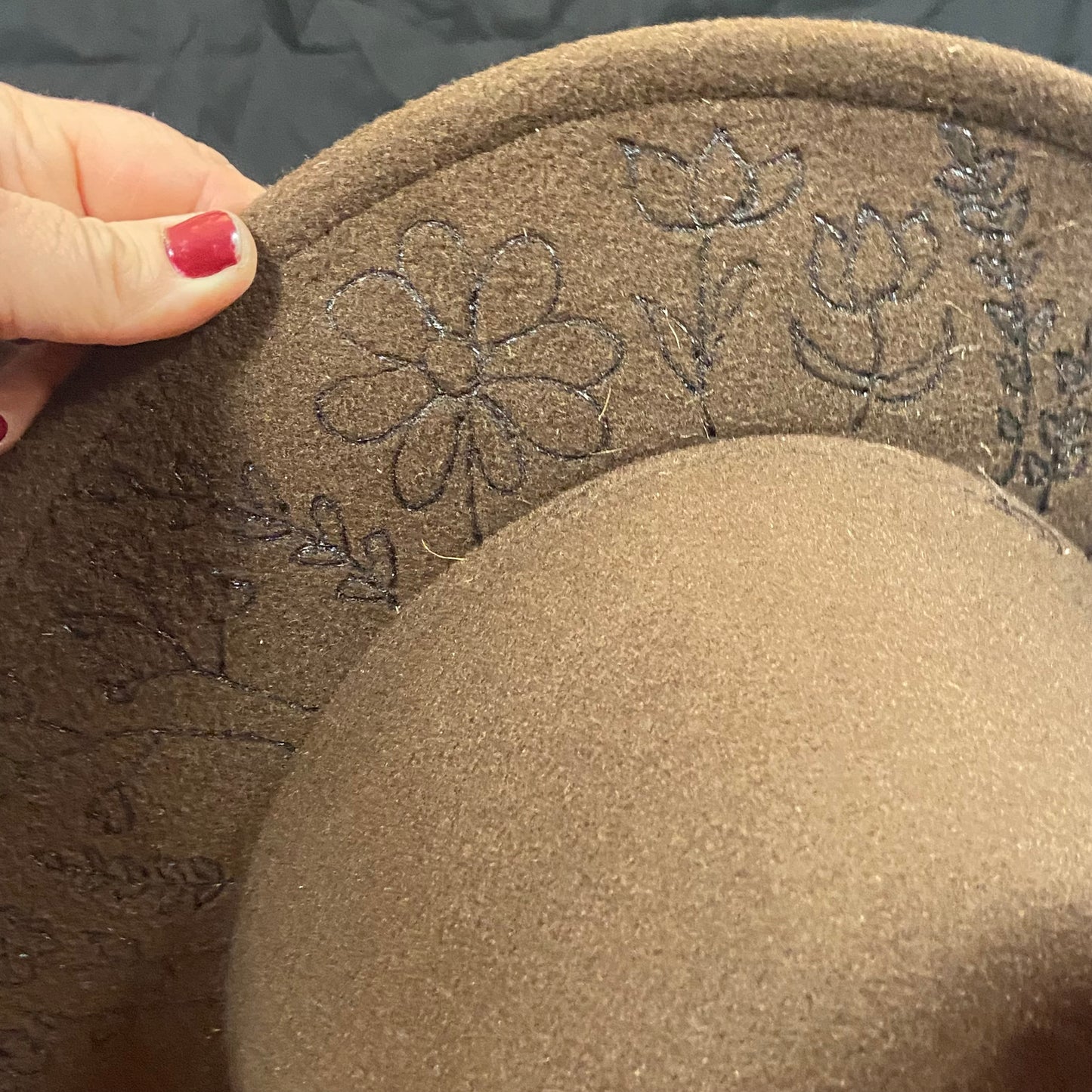 Burned Wide Brim Fedora in Chocolate
