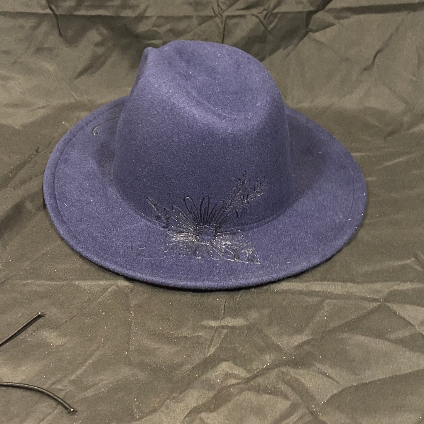 Burned Wide Brim Fedora in Blue
