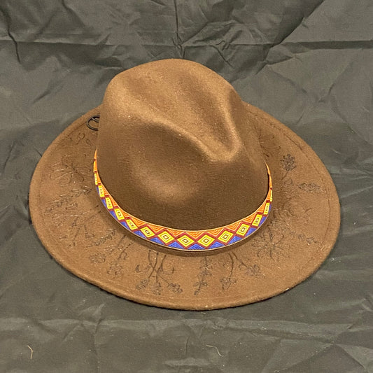 Burned Wide Brim Fedora in Chocolate